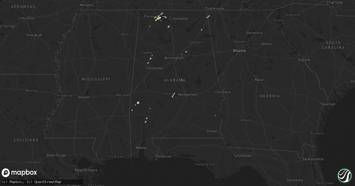 Hail map in Alabama on June 18, 2025