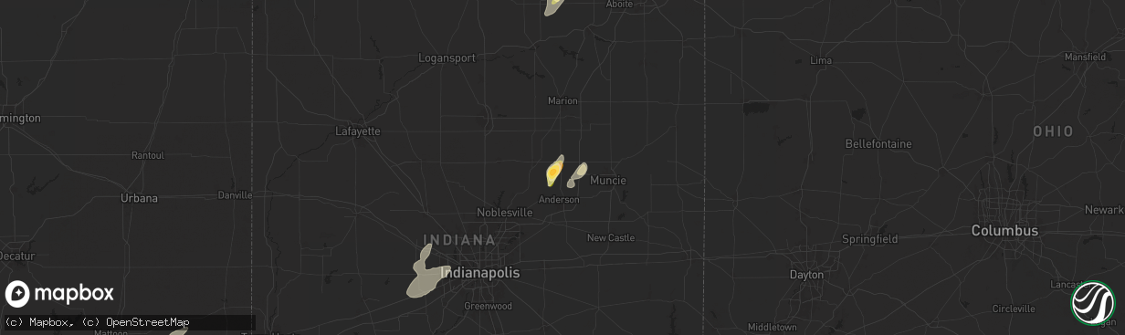 Hail map in Alexandria, IN on June 18, 2025