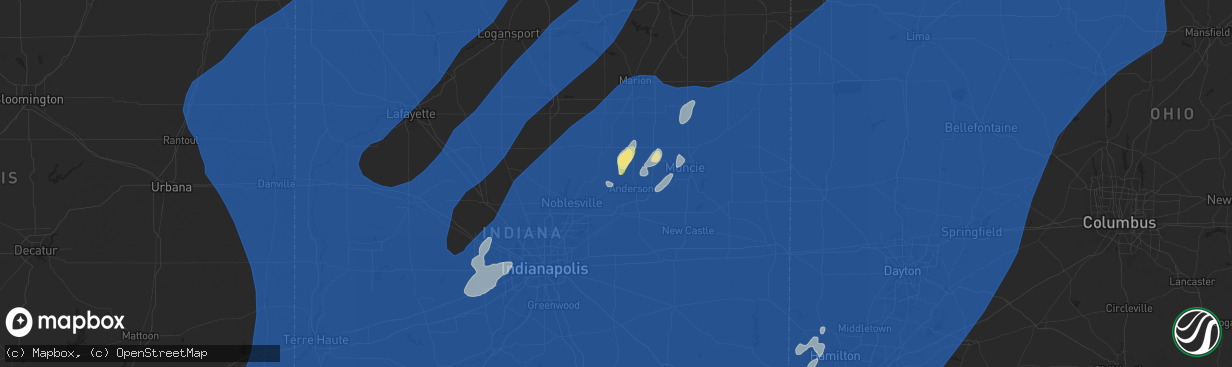 Hail map in Anderson, IN on June 18, 2025