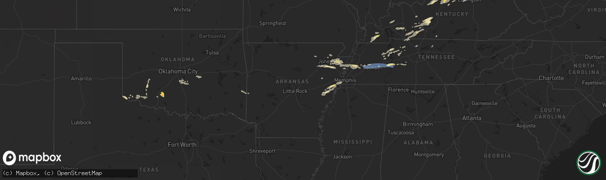 Hail map in Arkansas on June 18, 2025