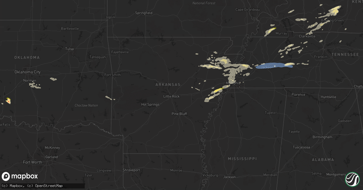 Hail map in Arkansas on June 18, 2025