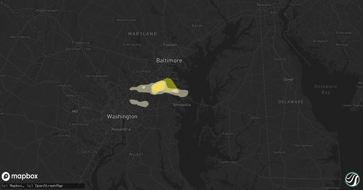Hail map in Arnold, MD on June 18, 2025