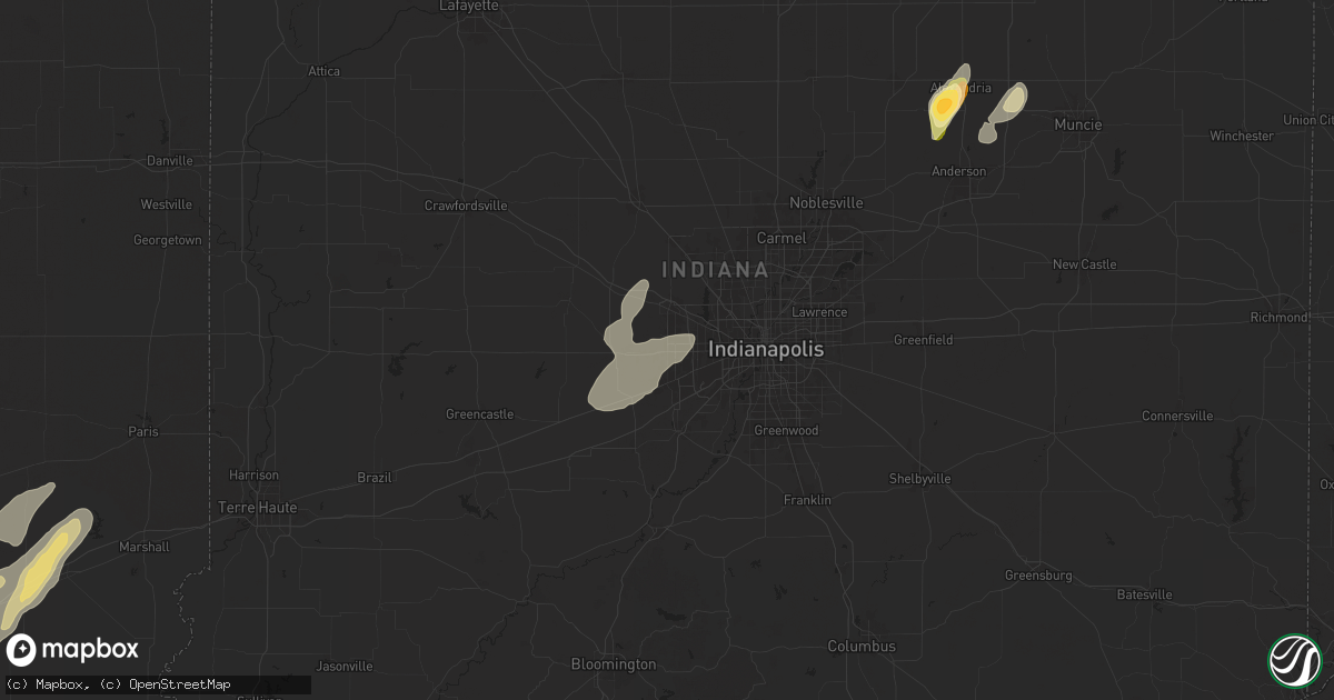 Hail map in Avon, IN on June 18, 2025