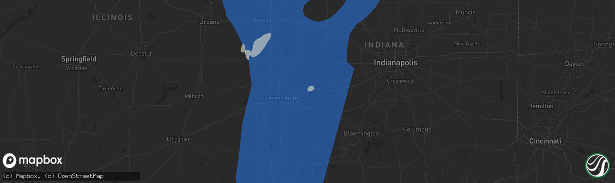 Hail map in Brazil, IN on June 18, 2025