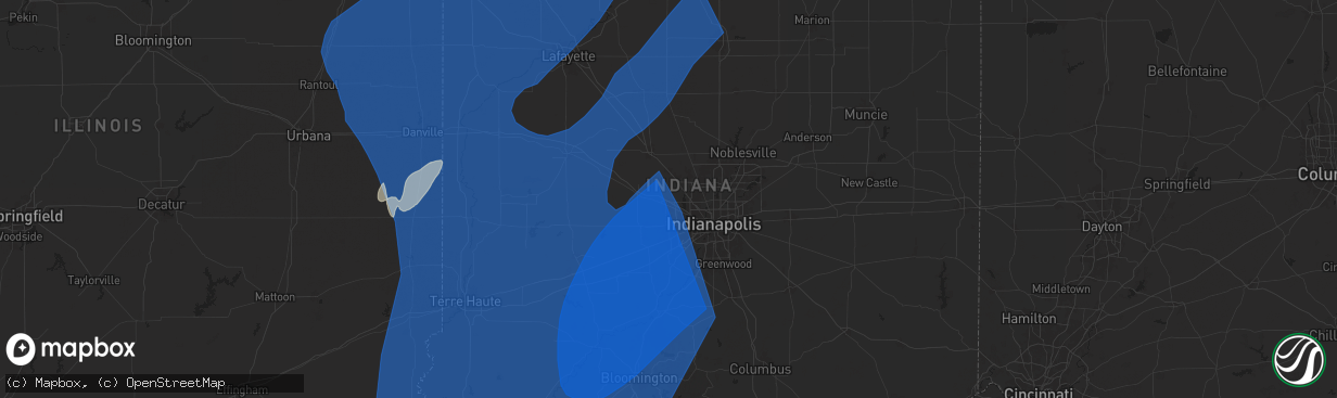 Hail map in Brownsburg, IN on June 18, 2025