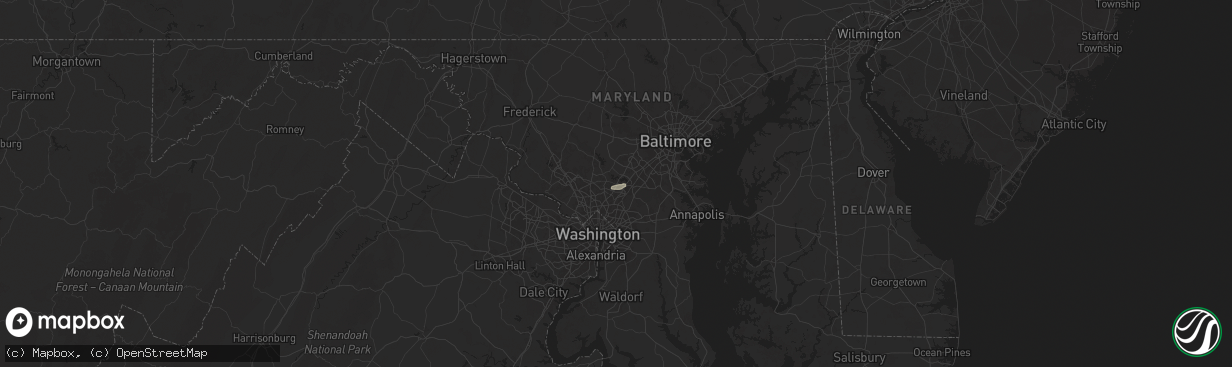 Hail map in Burtonsville, MD on June 18, 2025