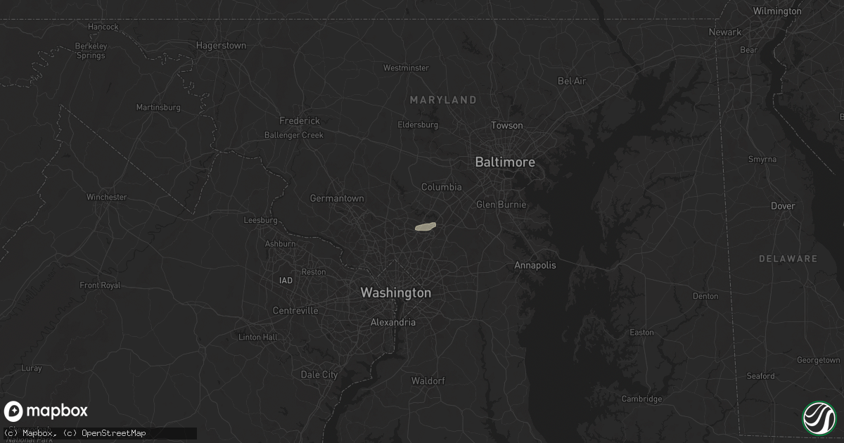 Hail map in Burtonsville, MD on June 18, 2025
