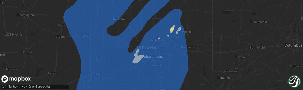 Hail map in Carmel, IN on June 18, 2025