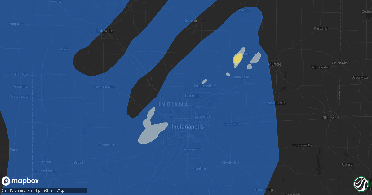Hail map in Carmel, IN on June 18, 2025