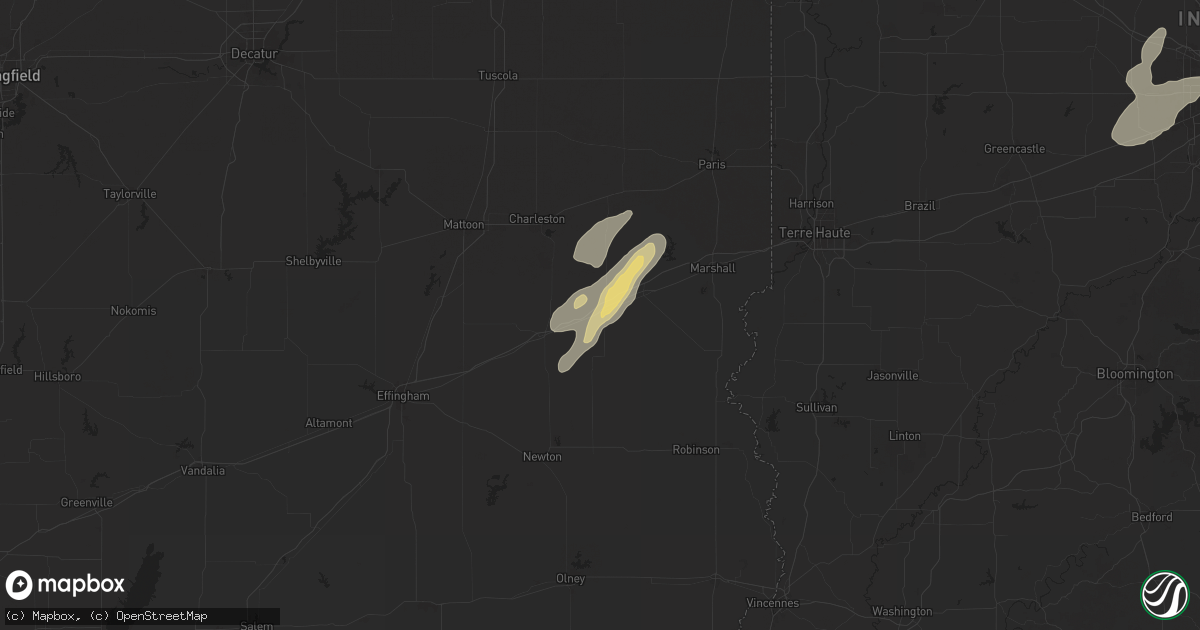 Hail map in Casey, IL on June 18, 2025