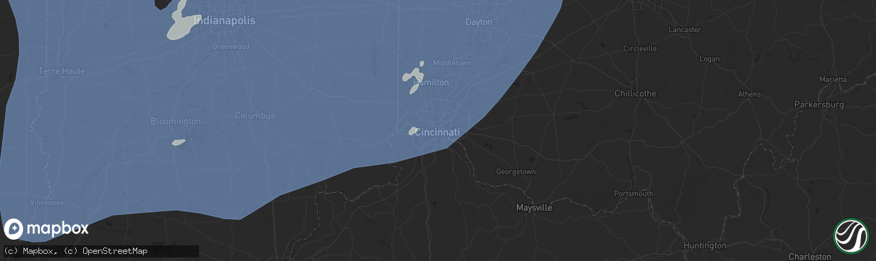 Hail map in Cincinnati, OH on June 18, 2025