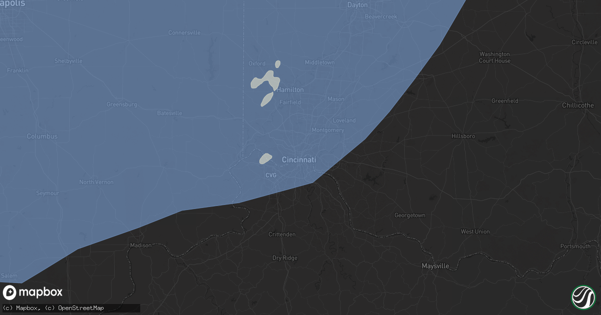 Hail map in Cincinnati, OH on June 18, 2025