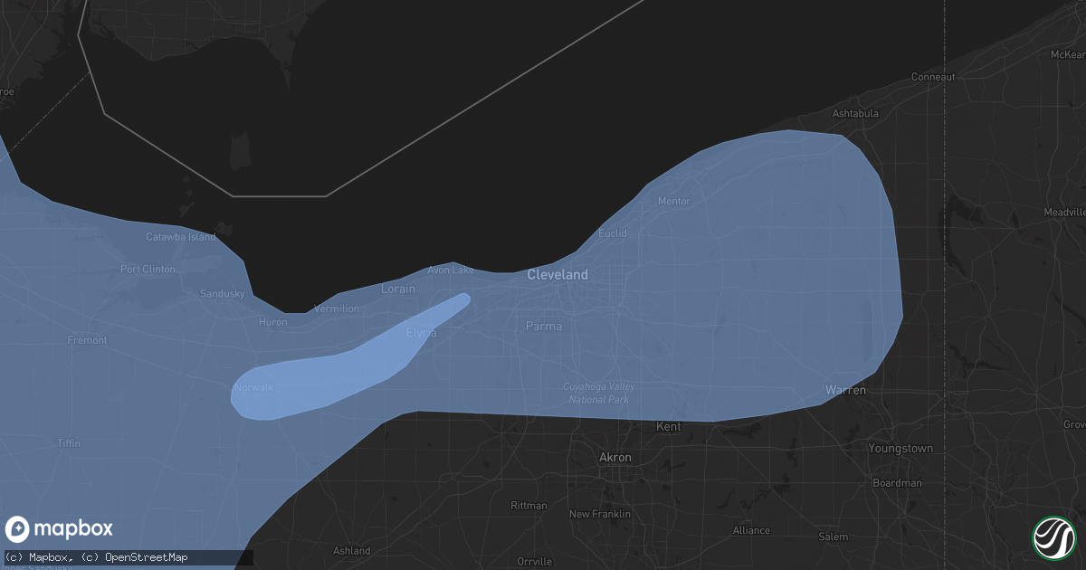Hail map in Cleveland, OH on June 18, 2025