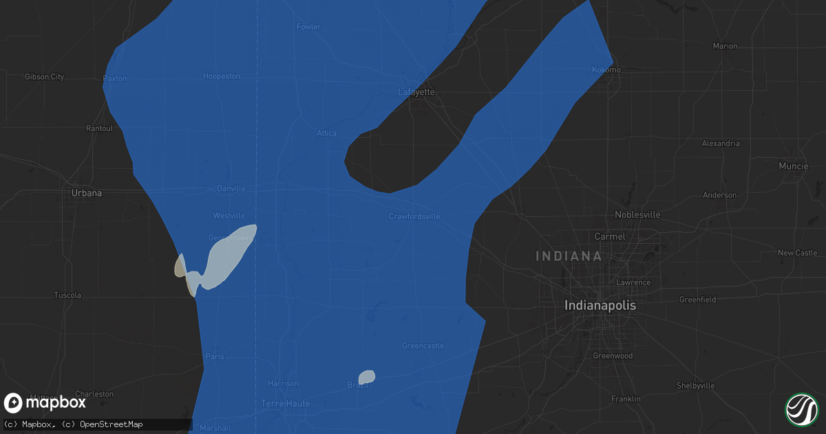 Hail map in Crawfordsville, IN on June 18, 2025