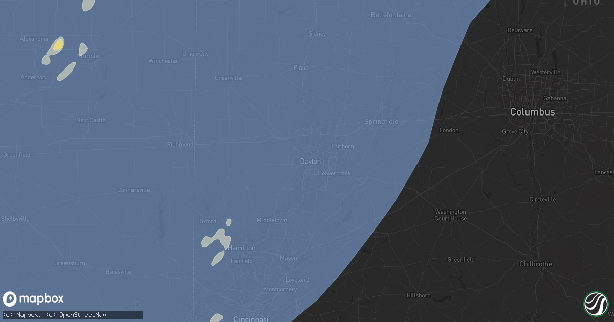 Hail map in Dayton, OH on June 18, 2025
