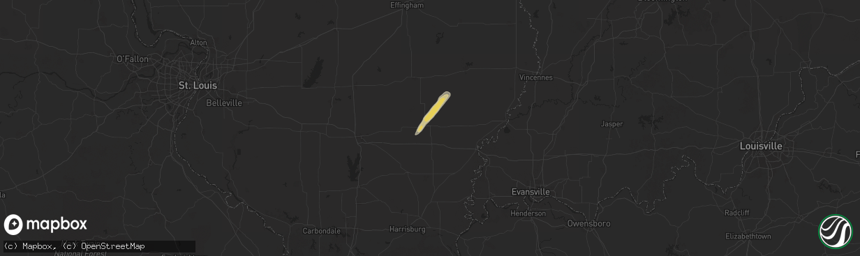 Hail map in Fairfield, IL on June 18, 2025