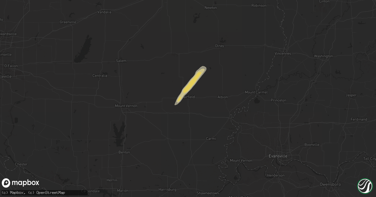 Hail map in Fairfield, IL on June 18, 2025