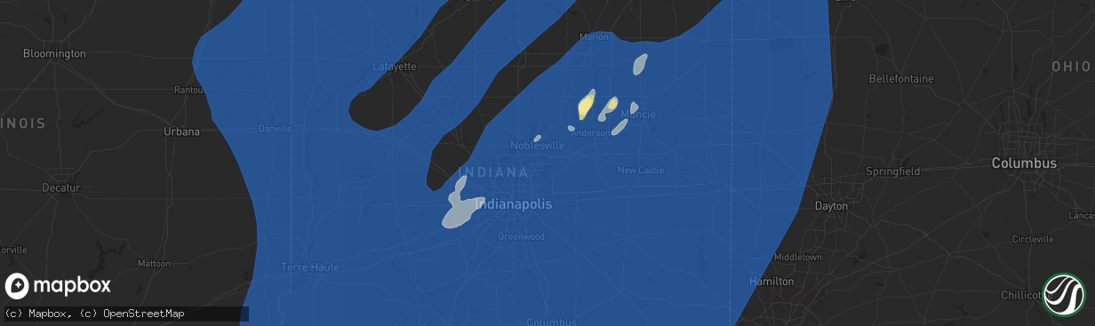 Hail map in Fishers, IN on June 18, 2025