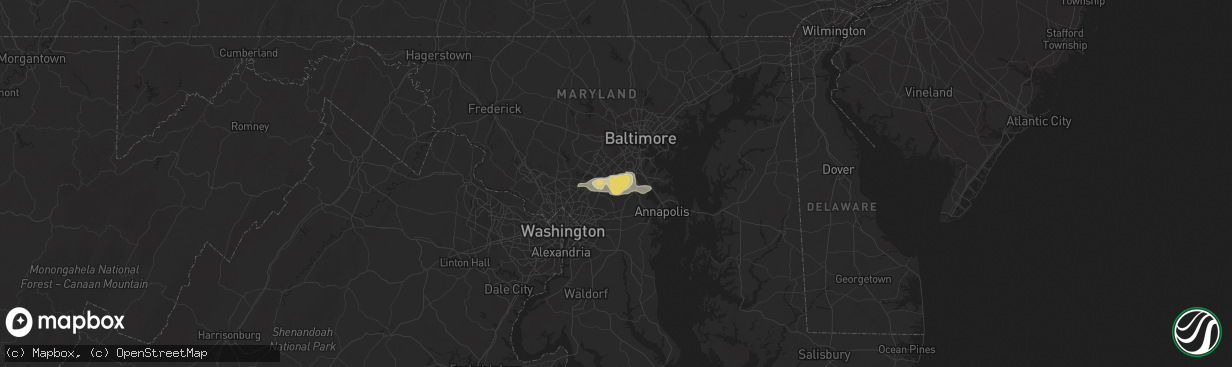 Hail map in Fort George G Meade, MD on June 18, 2025