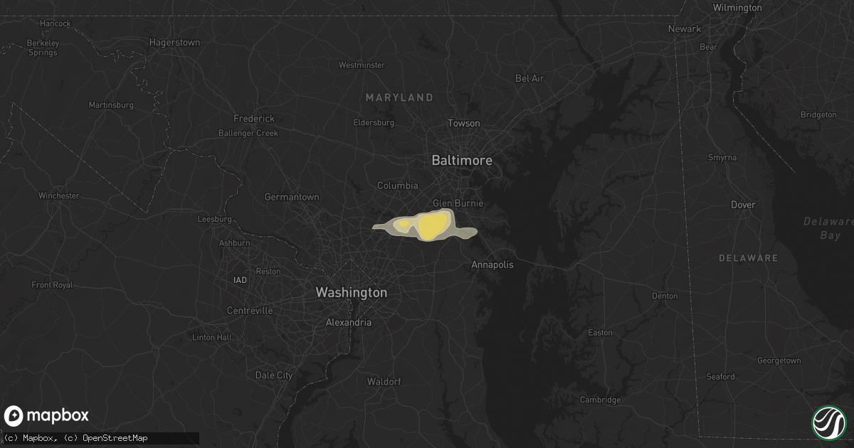 Hail map in Fort George G Meade, MD on June 18, 2025