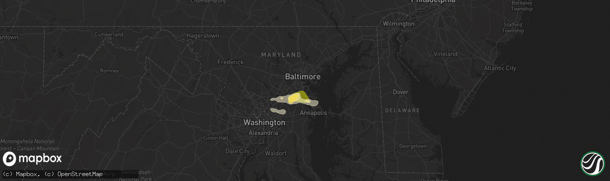 Hail map in Glen Burnie, MD on June 18, 2025
