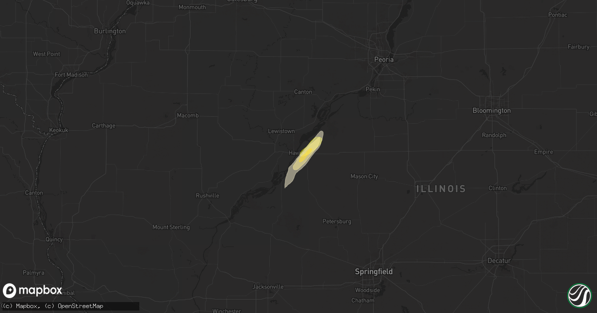 Hail map in Havana, IL on June 18, 2025