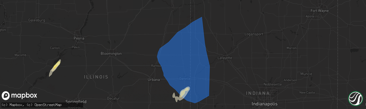 Hail map in Hoopeston, IL on June 18, 2025