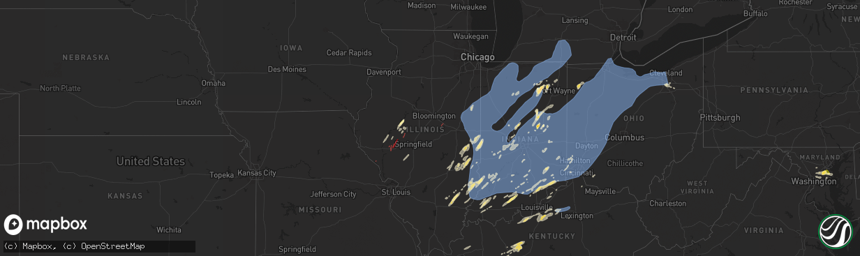 Hail map in Illinois on June 18, 2025