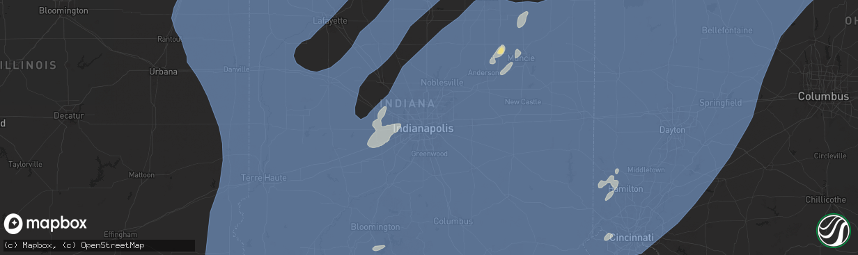 Hail map in Indianapolis, IN on June 18, 2025