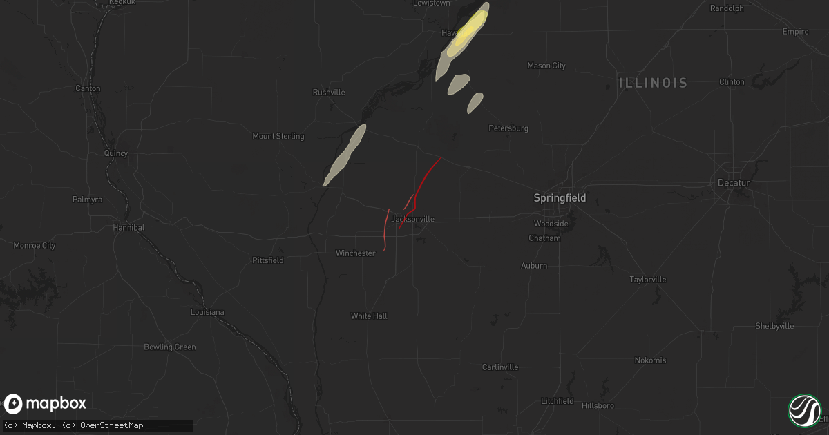 Hail map in Jacksonville, IL on June 18, 2025