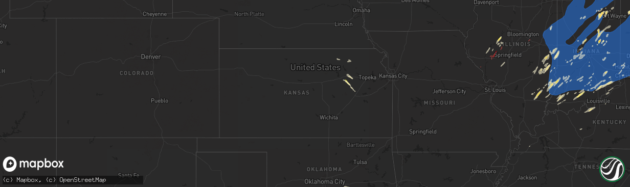Hail map in Kansas on June 18, 2025
