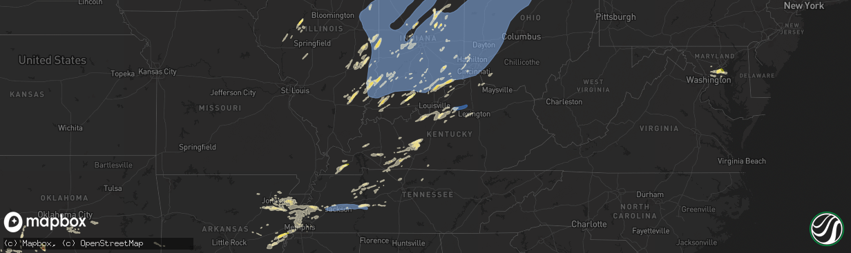 Hail map in Kentucky on June 18, 2025