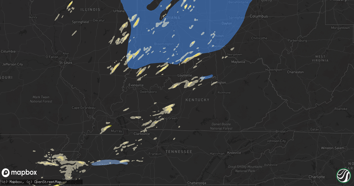 Hail map in Kentucky on June 18, 2025