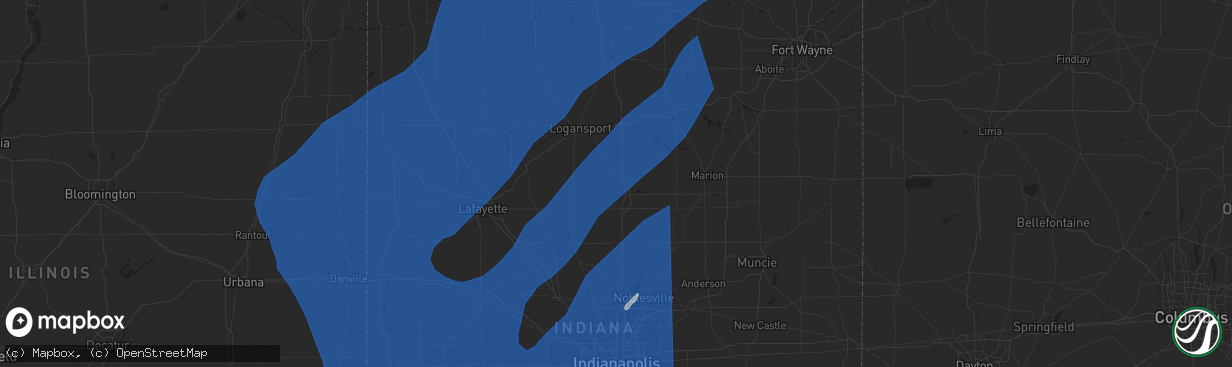 Hail map in Kokomo, IN on June 18, 2025