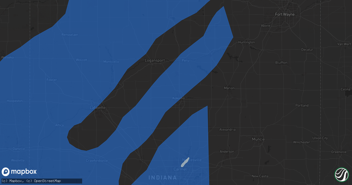 Hail map in Kokomo, IN on June 18, 2025