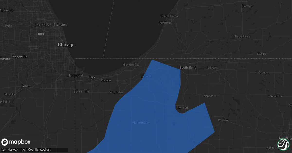 Hail map in La Porte, IN on June 18, 2025