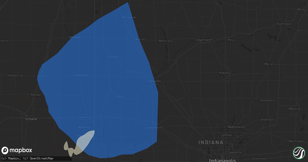 Hail map in Lafayette, IN on June 18, 2025