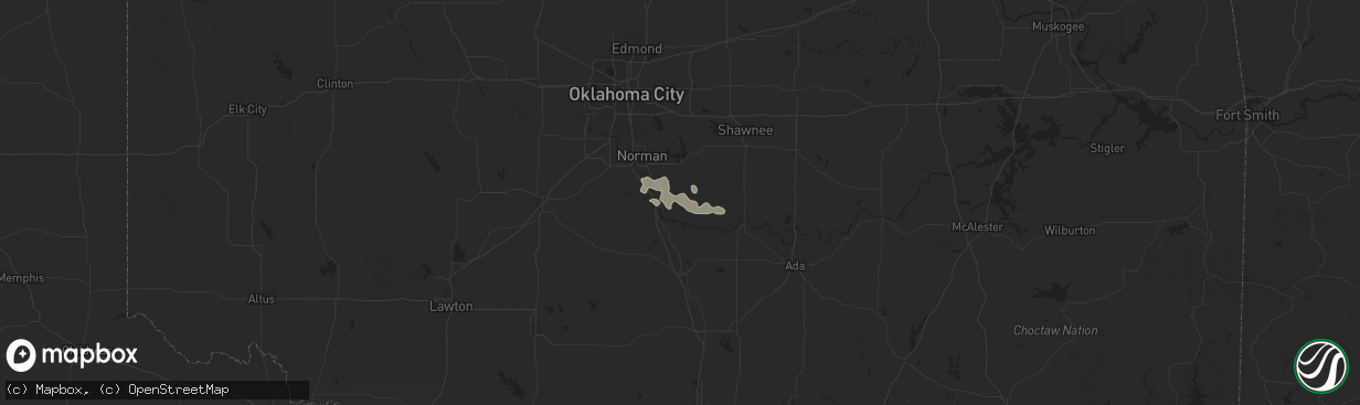 Hail map in Lexington, OK on June 18, 2025