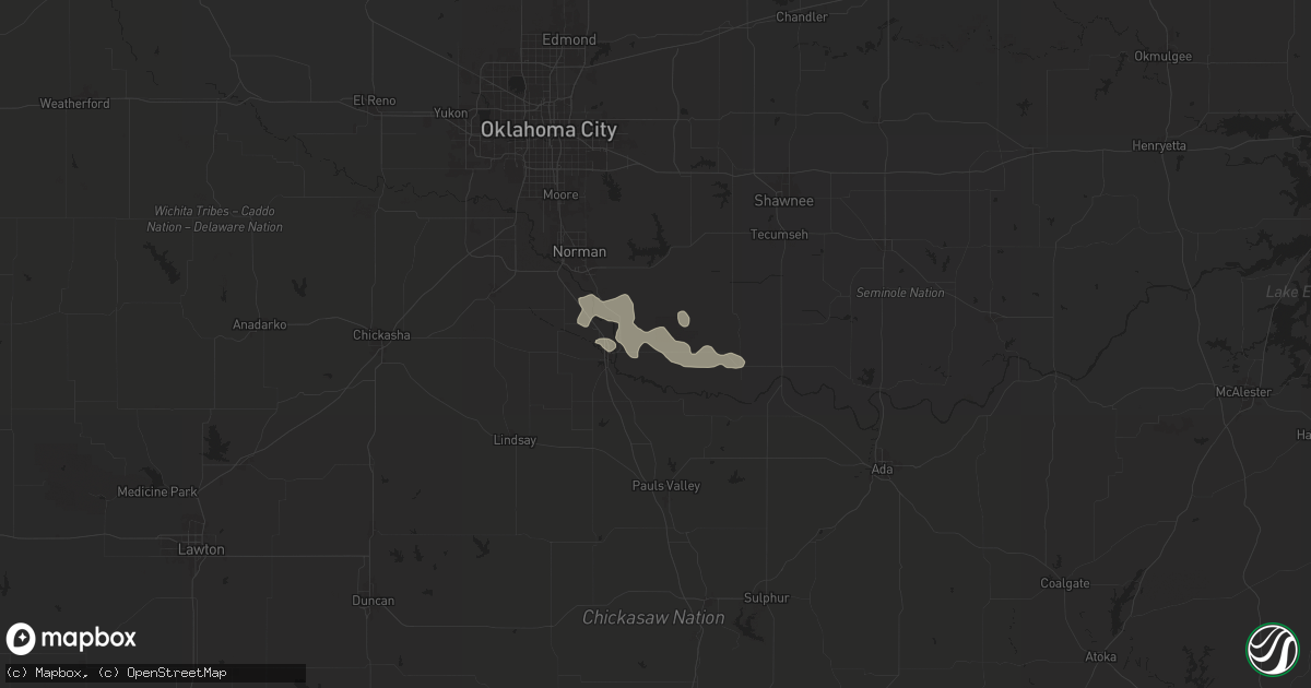 Hail map in Lexington, OK on June 18, 2025