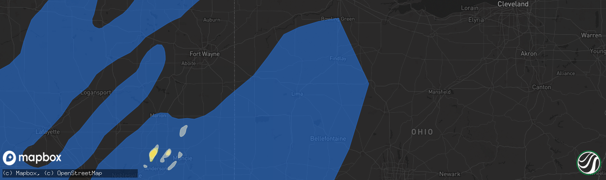 Hail map in Lima, OH on June 18, 2025