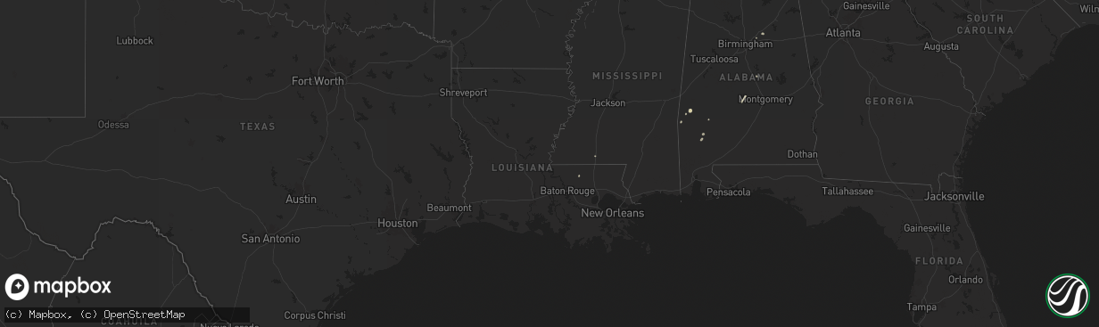 Hail map in Louisiana on June 18, 2025