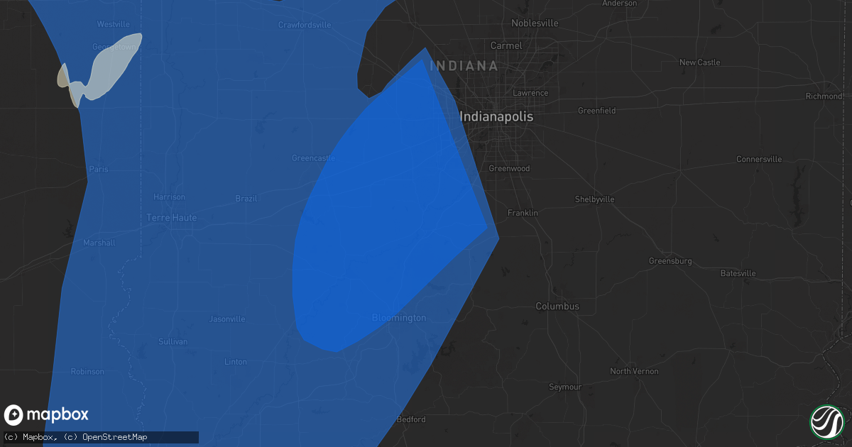 Hail map in Martinsville, IN on June 18, 2025