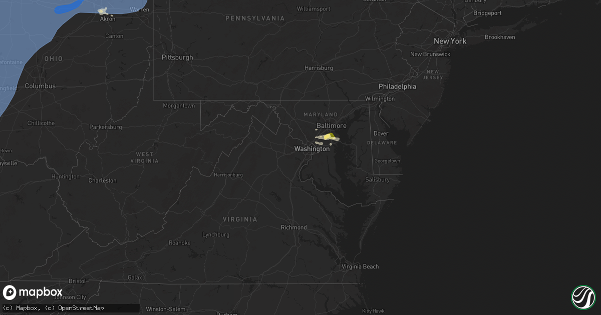 Hail map in Maryland on June 18, 2025