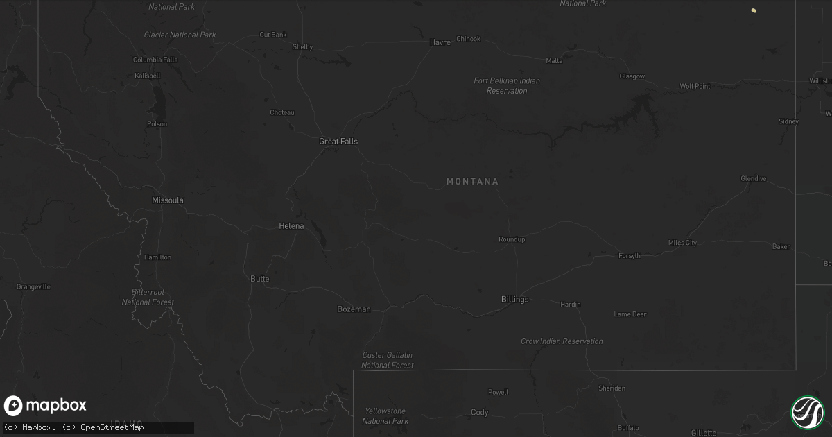 Hail map in Montana on June 18, 2025
