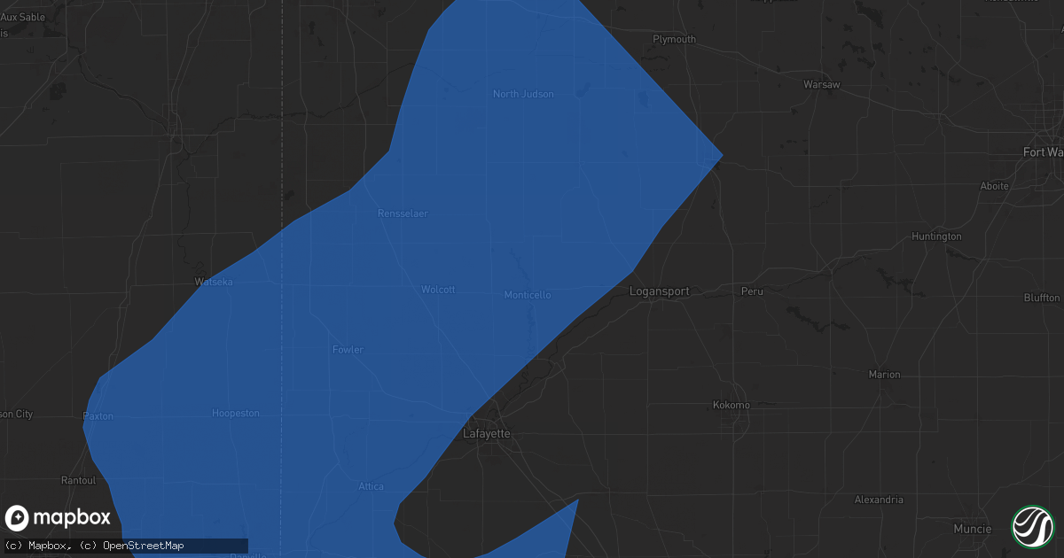 Hail map in Monticello, IN on June 18, 2025