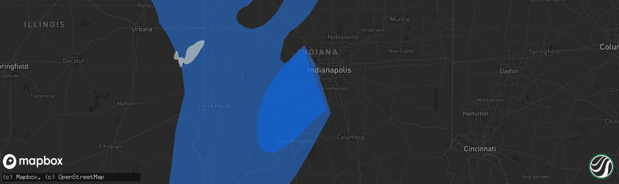 Hail map in Mooresville, IN on June 18, 2025