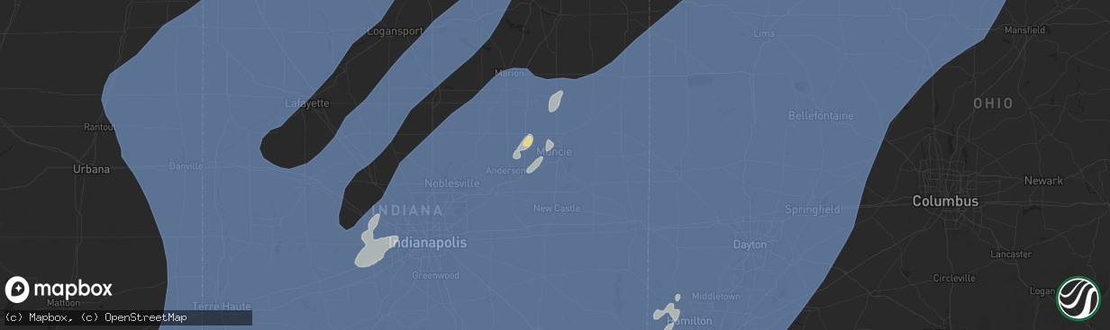 Hail map in Muncie, IN on June 18, 2025