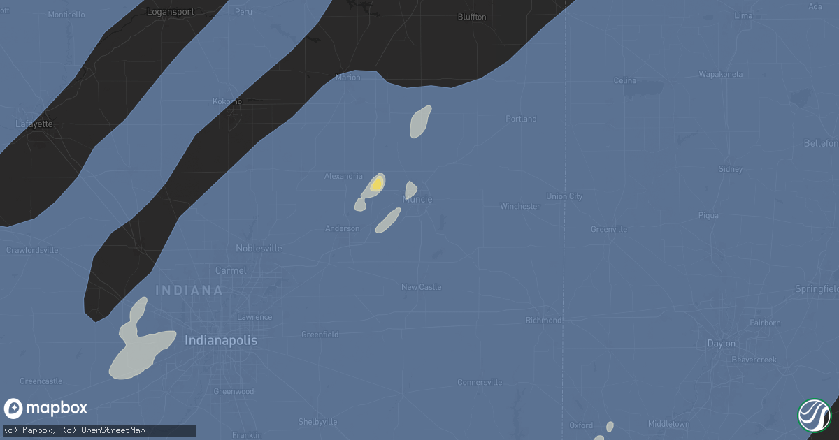 Hail map in Muncie, IN on June 18, 2025