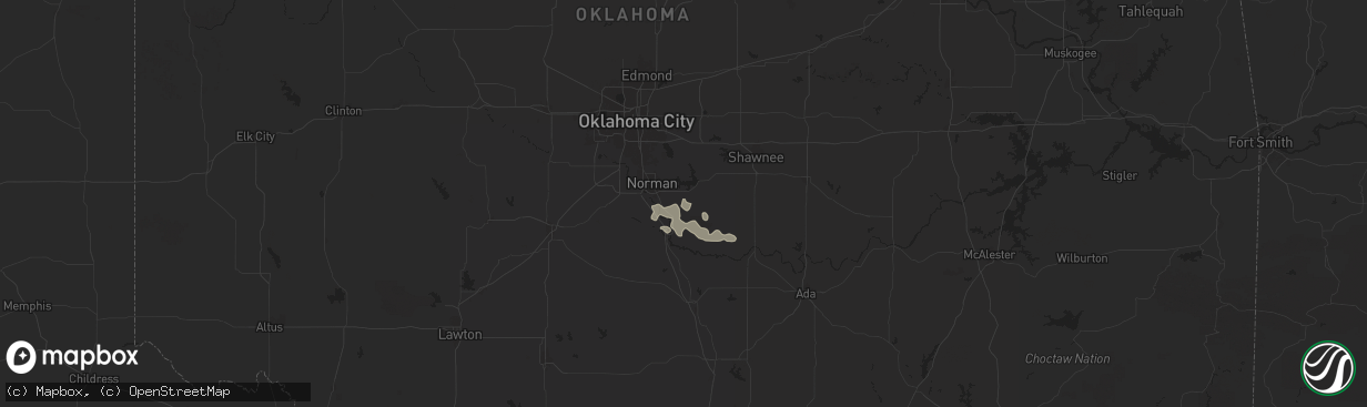 Hail map in Noble, OK on June 18, 2025