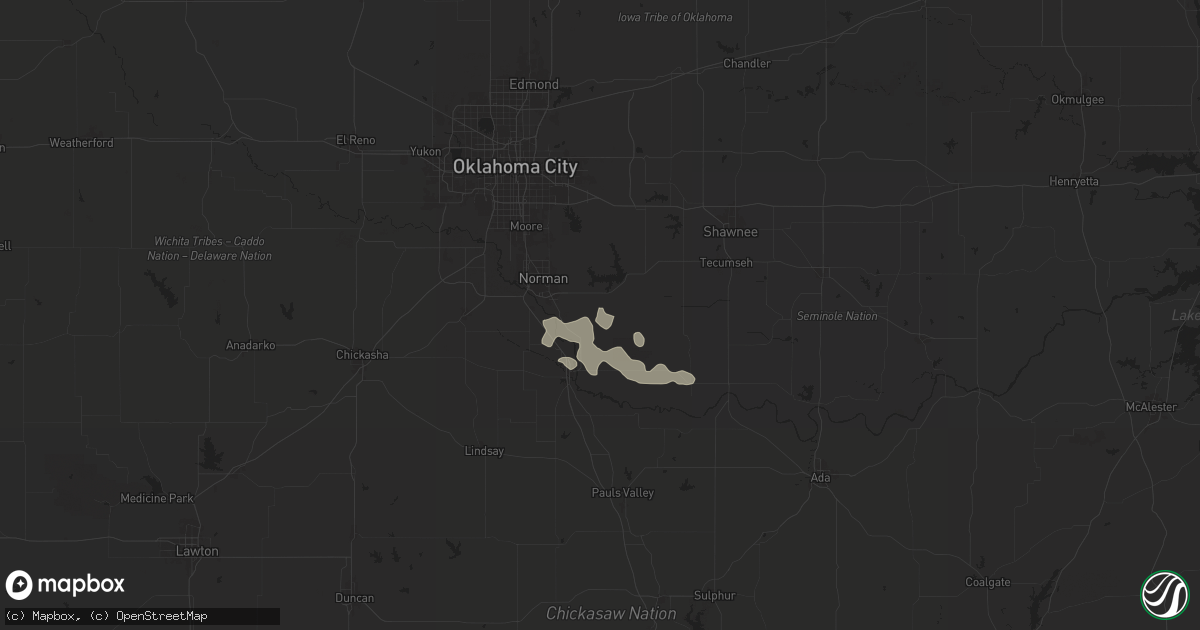 Hail map in Noble, OK on June 18, 2025
